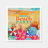砂の上の夏の傘16誕生日 スタンダードカクテルナプキン (正面)