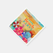 砂の上の夏の傘16誕生日 スタンダードカクテルナプキン (角)