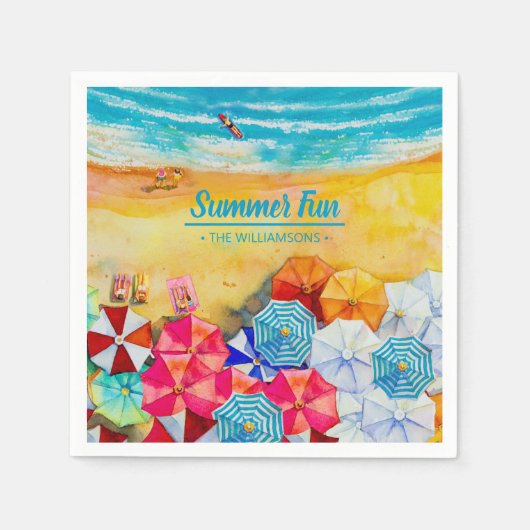 砂の上の夏の傘 スタンダードカクテルナプキン (正面)