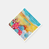 砂の上の夏の傘 スタンダードカクテルナプキン (角)