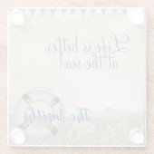 砂の上の救命具 ガラスコースター (裏面)