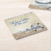 砂の上の救命具 スクエアペーパーコースター (アングル)