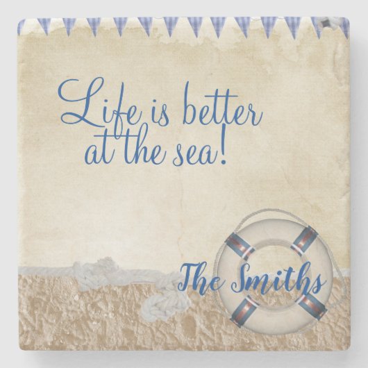 砂の上の救命具 ストーンコースター (正面)