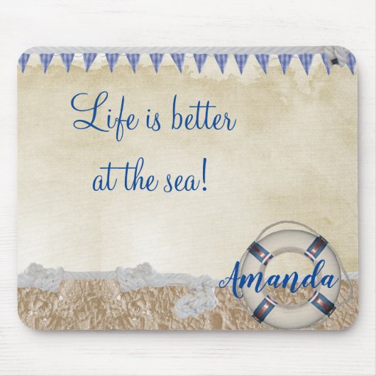 砂の上の救命具 マウスパッド (正面)