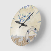 砂の上の救命具 ラウンド壁時計 (傾斜)