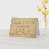 砂の上の新年 カード (黄色い花)