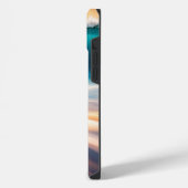 砂の上の直立したサーフボード iPhoneケース (左側面)