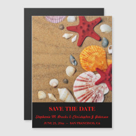 砂の上の貝殻でSave the Date マグネット招待状