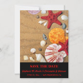 砂の上の貝殻でSave the Date マグネット招待状 (正面)
