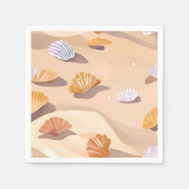 砂の上の貝殻 | 海 水彩画 スタンダードカクテルナプキン