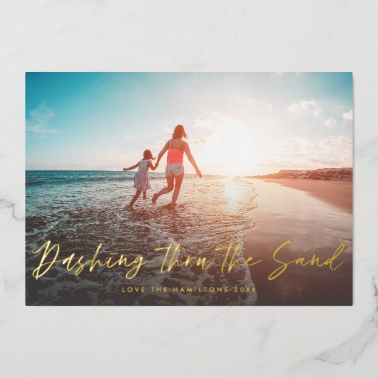 砂の上をダッシュスルービーチ写真 箔シーズンカード (正面)