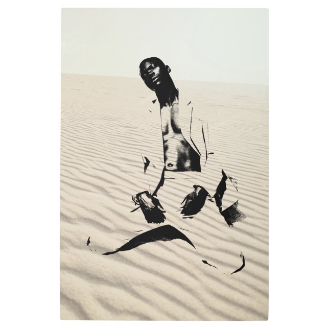 砂の中での24インチx 36インチの孤独 メタルプリント (正面)
