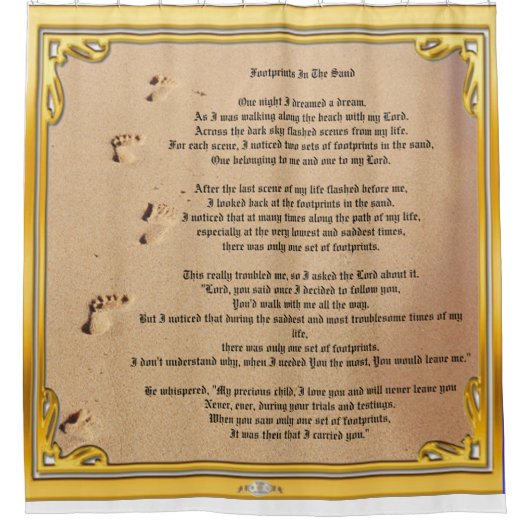 砂の中にカーテンの足跡をシャワーする  シャワーカーテン (正面)