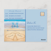 砂の中にダスティブルーハートビーチ結婚式 ポストカード (裏面)