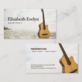 砂の中に立つアコースティックギター 名刺 (正面/裏面)