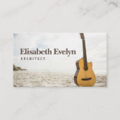 砂の中に立つアコースティックギター 名刺 (正面)