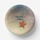 砂の中のオレンジヒトデとサーフィンのカスタマイズ ペーパーボウル (正面)