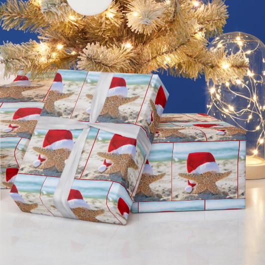 砂の中のクリスマスヒトデ ラッピングペーパー (クリスマス)