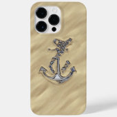 砂の中のクロム銀のロープいかり Case-Mate iPhoneケース (裏面)