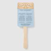 砂の中のダスティブルーハートビーチ結婚式プログラム ハンドファン (裏面)