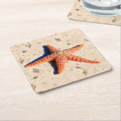 砂の中のヒトデ スクエアペーパーコースター (アングル)