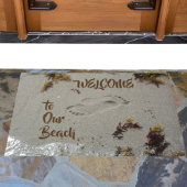 砂の中のビーチの足跡へようこそ ドアマット