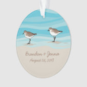 砂の中のビーチ結婚式日付名のサンドピアス オーナメント (正面)