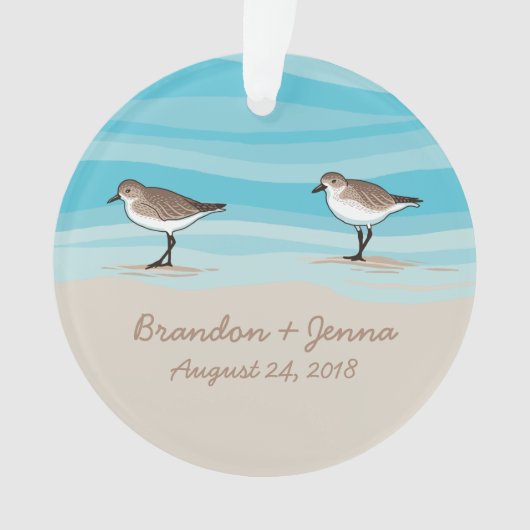 砂の中のビーチ結婚式日付名のサンドピアス オーナメント (正面)