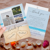 砂の中の埃っぽい青い熱帯ビーチ結婚ハート サンキューカード