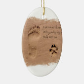 砂の中の愛の記憶の足跡に死んだ犬 セラミックオーナメント (右)