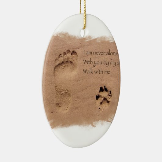 砂の中の愛の記憶の足跡に死んだ犬 セラミックオーナメント (右)