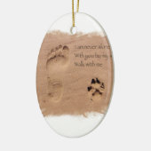 砂の中の愛の記憶の足跡に死んだ犬 セラミックオーナメント (左)