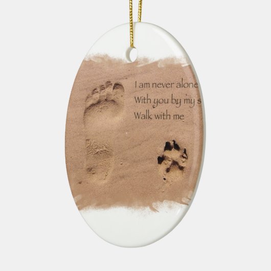 砂の中の愛の記憶の足跡に死んだ犬 セラミックオーナメント (左)