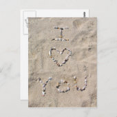 砂の中の書貝殻であなたが大好き ポストカード (正面/裏面)