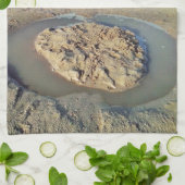 砂の中の水の円ビーチ、夏の時間 キッチンタオル (折り畳み)