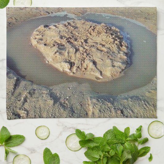 砂の中の水の円ビーチ、夏の時間 キッチンタオル (折り畳み)