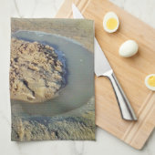 砂の中の水の円ビーチ、夏の時間 キッチンタオル (四つ折り)