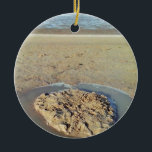 砂の中の水の円ビーチ、夏の時間 セラミックオーナメント<br><div class="desc">砂の水の円のビーチ、夏の時間で、テキストやモノグラムを追加へようこそ</div>
