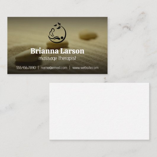 砂の中の石 |マッサージセラピーのロゴ 名刺 (正面/裏面)