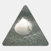 砂の中の美しい貝殻:塩辛いお土産 三角形シール (正面)