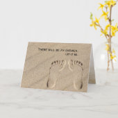 砂の中の考える足跡 カード (黄色い花)