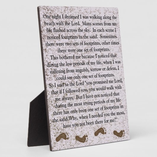 砂の中の足跡とイエス・プラーク フォトプラーク (側面)