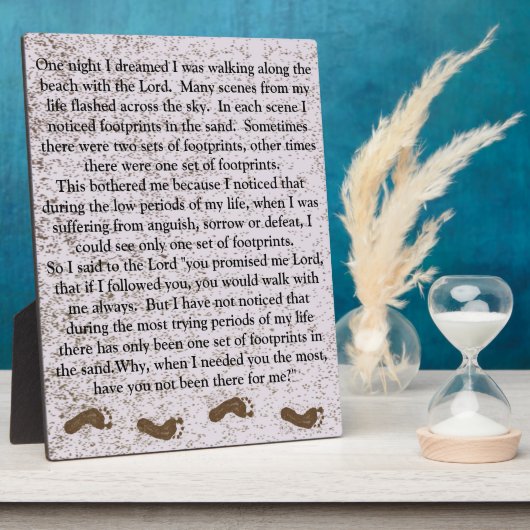 砂の中の足跡とイエス・プラーク フォトプラーク (側面)