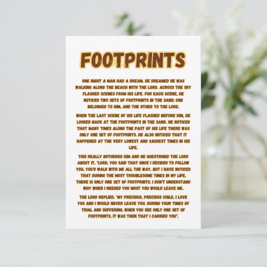 砂の中の足跡の祈りの言葉挨拶 カード (スタンド正面)