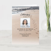 砂の中の足跡ビーチ写真お祝いの生活 プログラム (正面)