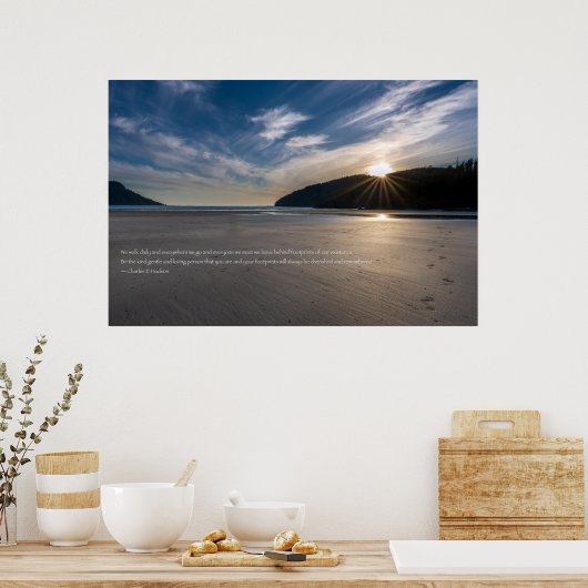 砂の中の足跡引用文 ポスター (キッチン)