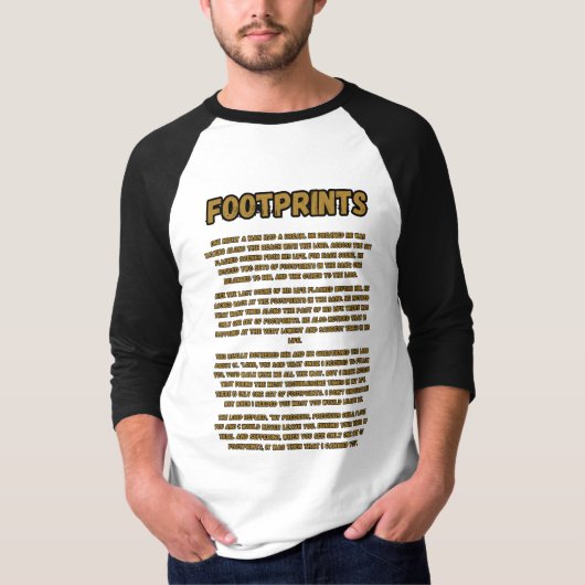 砂の中の足跡祈りの言葉メンズ3/4 Tシャツ (正面)
