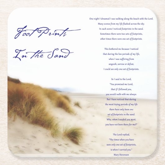 砂の中の足跡 スクエアペーパーコースター (正面)