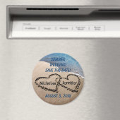 砂の中の2つのハートは、日付マグネットを保存 マグネット (インサイチュ (食洗機))