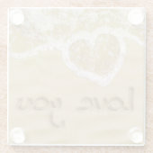 砂の中の「愛し書ている」ハート ガラスコースター (裏面)